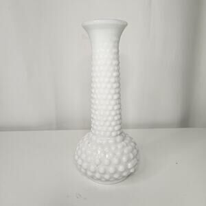 EO Brody Co Hobnail Bud Vase White Milk Glass Bubble Flower Vase USA 1960s Retro